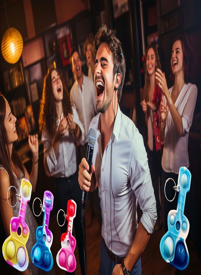 HOZKEAP 100 Packs Bulk Guitars Mini pop Fidget Keychain Gifts for Boys and Girls Kids，Birthday Party Favors Supplies and Classroom Students Prize - Image 4